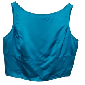 NWT Dana Buchman Faux Silk Turquoise Teal Blue Button Crop Tank Blouse Top 12 thumbnail 1