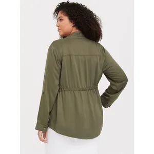 Torrid Army Green Light Weight Drape Front Anorak Top 00 Medium/10 thumbnail 8