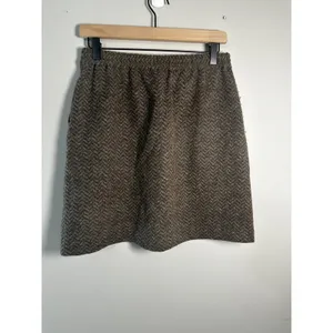 J.Crew Brown Herringbone‎ Wool Blend Mini Skirt Leather Trim Pockets Size 4 thumbnail 3