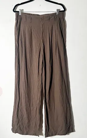 Halara Wide Leg Pants XL Brown 100% Cotton Office Comfort thumbnail 1