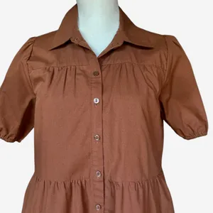 Abercrombie & Fitch Poplin Trapeze Shirt Dress in Chestnut Sz‎ XS thumbnail 6