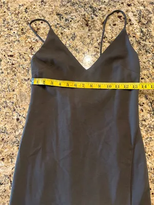 Backstage Asymmetrical Slip Dress XS Olive Green Side Slit Minimalist Midi thumbnail 6