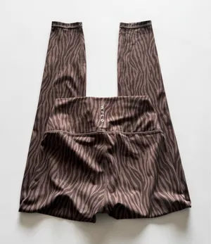Wilo The Label Brown Zebra Print High Waisted Leggings Small Animal Print Active thumbnail 1