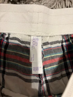 stars above White Plaid Jogger Pants with Red & Green Stripes thumbnail 2