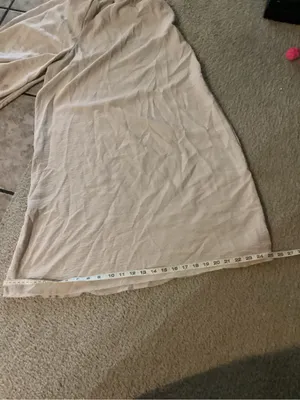 Wide Leg Drawstring Palazzo Pants in Cream Size L thumbnail 3