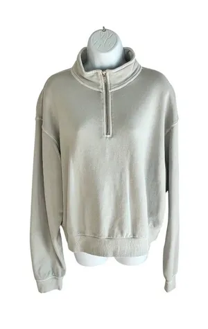 Wild Fable 1X Beige Half-Zip Sweatshirt 87t thumbnail 1
