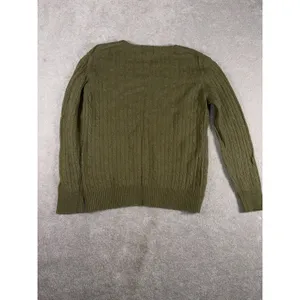 ll bean lambs wool cable knit sweater green womens large VTG thumbnail 8