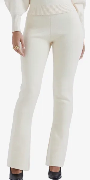 HOUSE OF CB Nereida Cream Knit High Rise Flared Pull-On Dress Pants XS thumbnail 1