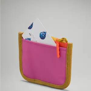 Lululemon Pink Orange Multicolor True Identity Card Case Coin Purse Nylon Wallet thumbnail 3