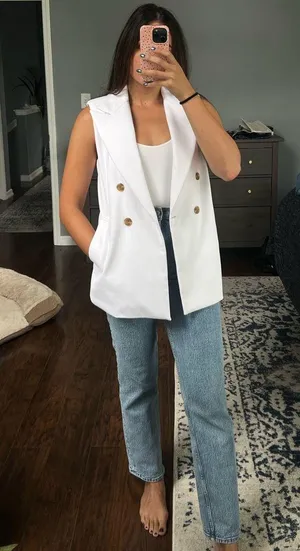 Banana Republic White Sleeveless Blazer Vest thumbnail 11