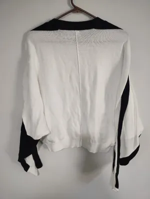 Maeve Doleman Sleeve Crew Neck Block Women's Black & White Colorblock Sweater thumbnail 6
