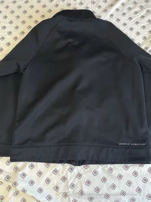 Under Armour Zip Up Black logo pockets drawstring collared gym activewear sport thumbnail 2