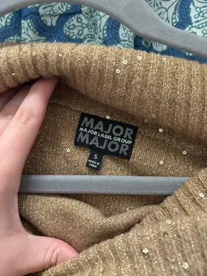 Brown sparkly off the shoulder sweater thumbnail 3