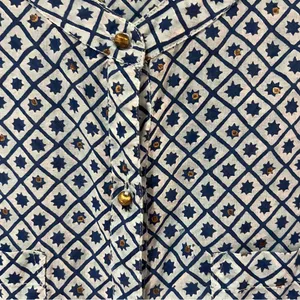 Roberta Roller Rabbit‎ Gold Button Down Geometric Print Shirt Tunic Size Large thumbnail 4
