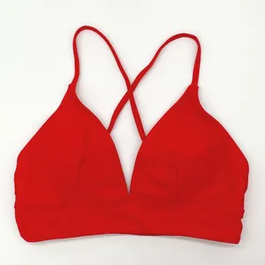 Triangle‎ Bikini Top Women XS Red Cross Back Stretch Minimalist Sporty Glam Pool thumbnail 1
