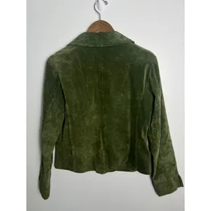 VTG Live A Little Green Suede Leather Jacket Wm MD Boho Y2K 90 Punk Gilmore Girl thumbnail 4