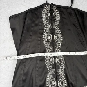 VTG Charlotte Russe Corset Top Women's L Black Embroidered Witch Whimsygoth Y2K thumbnail 6