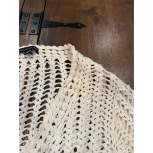 Carolyn Taylor Crochet Cardigan Womens XL Cream Button Shrug‎ Cottagecore Boho thumbnail 7