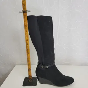 Dana Buchman Womens Boots Size 6.5 Black Suede Wedge Heel Knee High Side Zip thumbnail 12