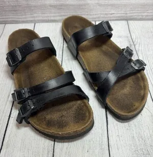BIRKENSTOCK Franca Triple Strap Slide Sandals EU 42 Black thumbnail 1