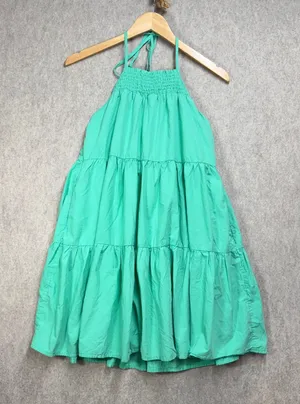 American Eagle Green‎ Tiered Halter Mini Dress Smocked Babydoll Medium NEW Boho thumbnail 1