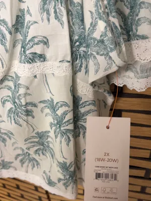 Joyspun white and green palm print short pajama set size 2X thumbnail 4