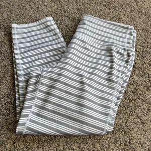 Athleta White and Gray Striped Leggings size large thumbnail 1