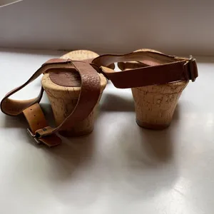 Kork Ease Vienna Brown Leather Cork Wedge Sandals Womens Double Strap Adjustable thumbnail 7