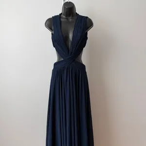 Lulus‎ sz S Navy Blue Vivid Imagination Cutout Maxi Dress Plunging Luxury NWOT thumbnail 5