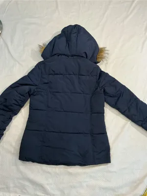Tommy Hilfiger Navy Puffer Jacket with Faux-Fur Trim Hood thumbnail 7
