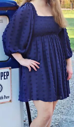 Altar'd State Navy Textured Mesh Sleeve Dress thumbnail 4