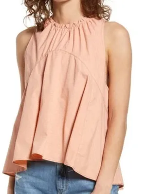 Free people Peach Striped Ruffle Neck Flowy Top thumbnail 2