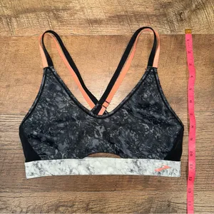 Brooks Black and Gray Marble Print Women's Sports Bra thumbnail 8