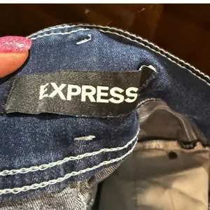 Express Dark Denim Jean Shorts thumbnail 7