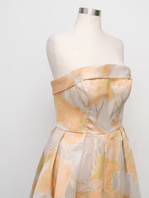 Mac Duggal - Peach‎ Multi Floral Brocade Strapless Midi Dress thumbnail 8