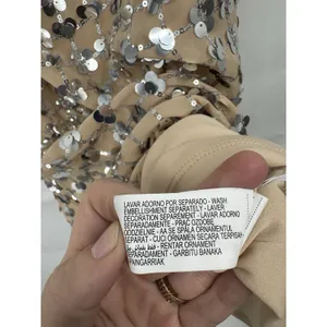 Zara Sequin Mini Dress Women Medium Tan Festival Retro Preppy New Year Glam thumbnail 6