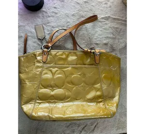 Coach Leah Yellow Shoulder Bag Signature Embossed Design Women's Handbag thumbnail 16