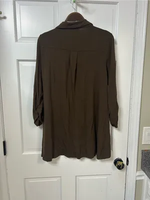 Kim Rogers Brown Button-Front Tunic Top thumbnail 3