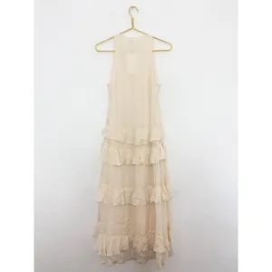 Zara Chiffon Ruffled Cream Midi Dress 4772/314 NWT Size Small Boho Romantic thumbnail 15