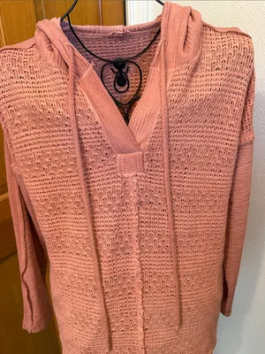 👢👢👢BOGOHO👢👢👢POL Women's Lightweight Hooded Knit Sweater - Dusty Rose-small thumbnail 2