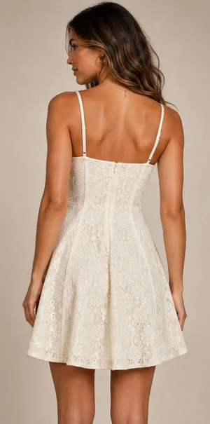 1551 | NWT Lulus White Floral Lace Corset Mini Dress‎ Women Medium Bridal Summer thumbnail 1