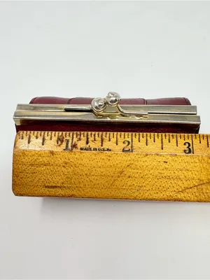 Etienne Aigner Burgundy Leather Kisslock Clutch Coin Purse Lipstick Bag Italy thumbnail 10
