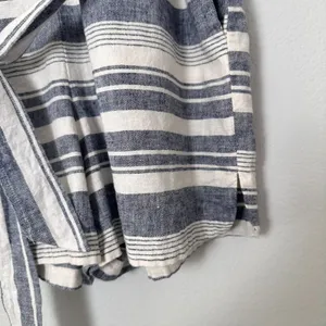 MADEWELL Size-M Romper Perimeter Striped Linen Blend Navy Blue Belted thumbnail 15