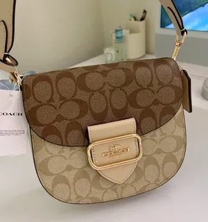 NWT Coach Morgan Saddle Bag In Blocked Signature Canvas ch507 thumbnail 1