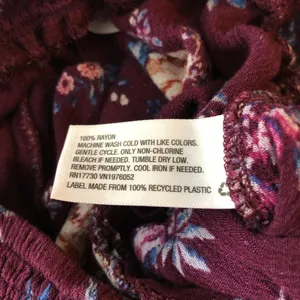 Xhilaration Womens Pants Pull On Wide Leg Crinkled Floral Purple M thumbnail 4