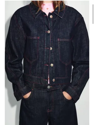 Zara shoulder pad denim jacket. XS thumbnail 3