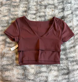 Offline by Aerie Real Me Crop Top - Burgundy M thumbnail 3