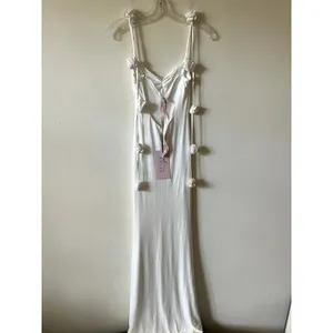 Oh Polly Aldona Slinky Jersey Rose Detail Evening Gown White Size 2 New thumbnail 9