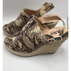 Abound Charlotte Snake Print Espadrille Wedge Sandals‎ Brown Tan Size 10 thumbnail 4