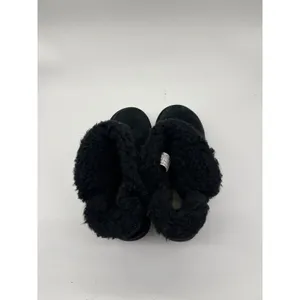 UGG Boots Womens Size 7 Black Suede Shearling Ankle Booties Rhinestone Logo thumbnail 9